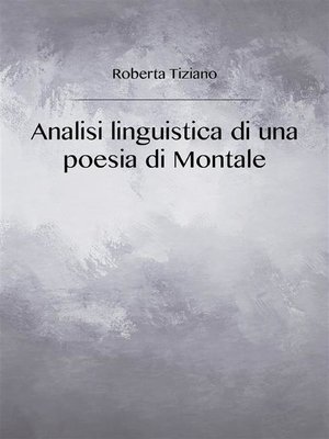cover image of Analisi linguistica di una poesia di Montale